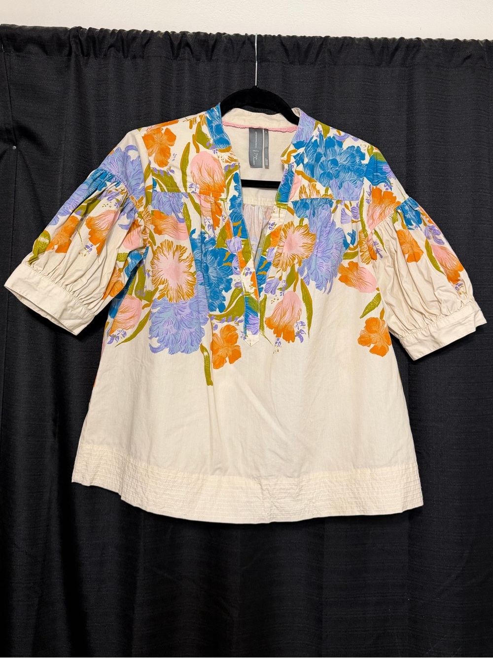 Anthropologie Floral Embroidered Cream Blouse